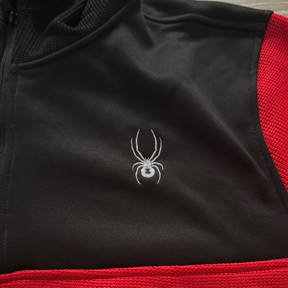 Spyder Red and Black Color Block Sweater with Hood - Picture 2 of 3